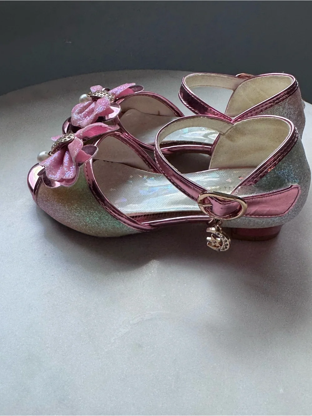 Toddler Girls' Pink Glitter Bow Dress Sandals high heels dress up formal rainbow